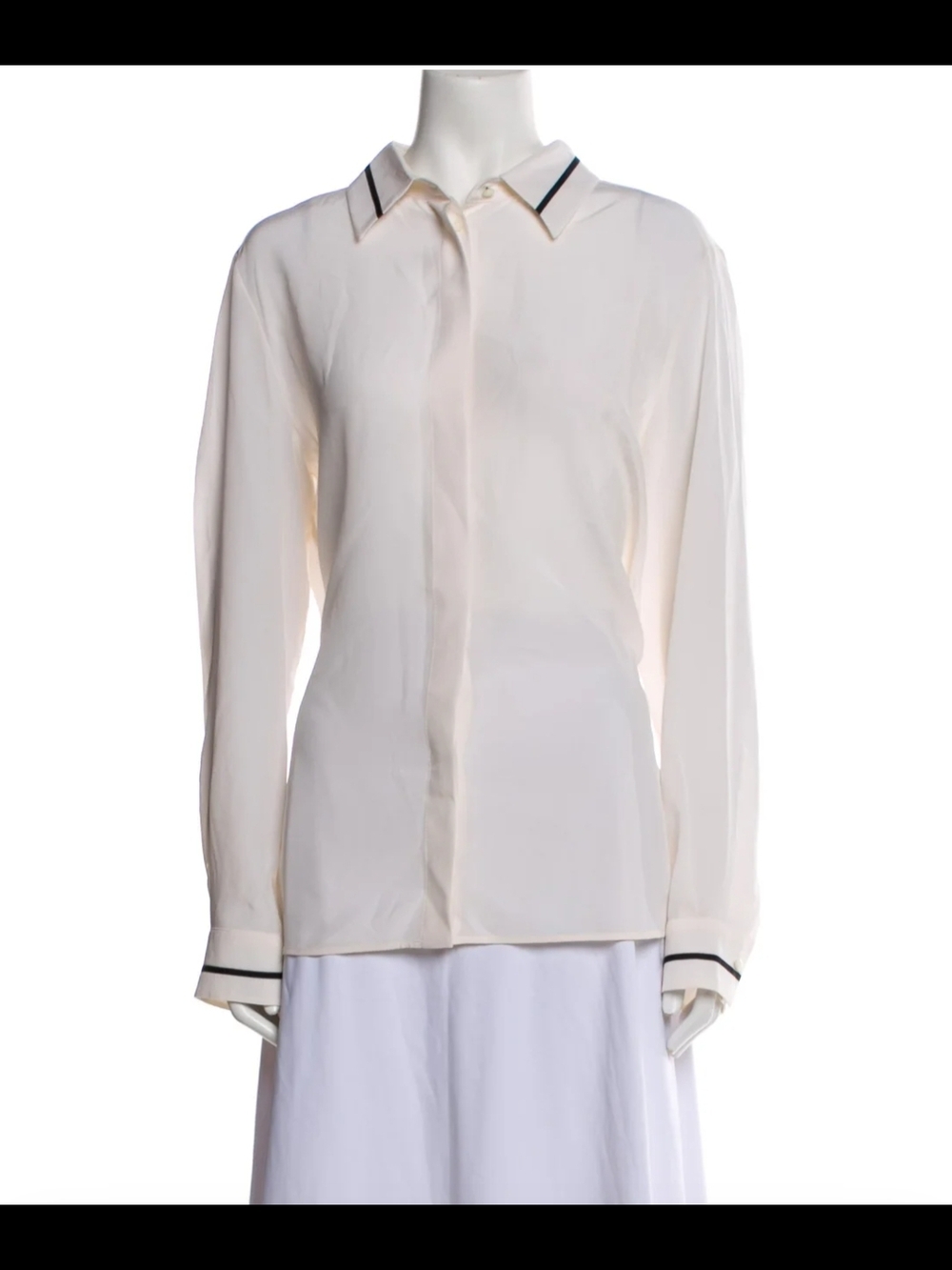 MaxMara Cream Button-Down Shirt with Navy Trim